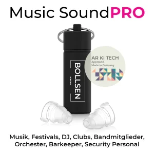 BOLLSEN Gehörschutz Music SoundPRO AR KI TECH- Music, Festivals, DJ, Clubs, Bandmitglieder, Orchester, Barkeeper, Security Personal