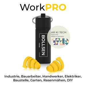 BOLLSEN Gehörschutz WorkPRO AR KI TECH - Industrie, Bauarbeiter, Handwerker, Elektriker, Baustelle, Garten, Rasenmähen, DIY