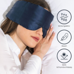 Frau mit Deep-Sleep-Maske und Nutzen-Symbolen