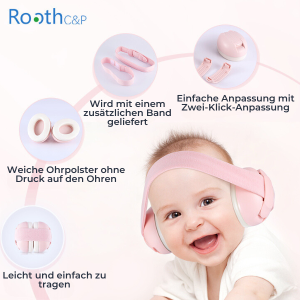 Rosa Baby-Ohrenschützer mit Funktionserklärung